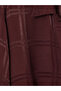 Burgundy Plaid Women's Shirt with Belted Waist - 2