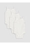 White Strappy Baby Girl Snapback Bodysuit 3-Piece Set