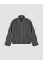 Anthracite Shirt Collar Oversize Women's Cashmere Jacket - 5