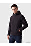 Black Regular Fit Hooded Men's Jacket - 2