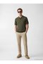 Khaki Polo Collar Soft Touch Men's Knitwear T-Shirt - 2