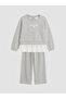 Gray Crew Neck Girls' Tracksuit Set - 3