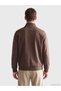 Brown Stand Collar Men's Sweatshirt - 4