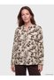 Brown Ruffled Collar Floral Blouse