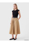 Black Crew Neck Color Block Belted Dress