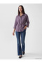 Plum Lace-Up Modal Blend Oversize Women's Shirt - 2