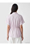 Pink Striped Oversized Women's Shirt with Tie Waist - 4