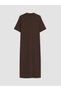 Brown Polo Collar Slit Ribbed Dress - 7