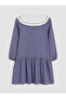 Navy Blue Baby Collar Plaid Girl's Dress - 5