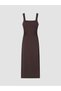 Brown Square Neck Gathered Bodycon Dress - 5