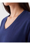 Navy Blue V-Neck 100% Cotton Women's T-Shirt - 3