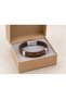 Roscano Emberframe Brown Leather Men's Bracelet - Orange Black Knitted Detail - 3