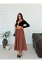 Women's Elastic Waist Flared Maxi Skirt - 4