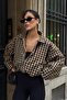 Women's Plaid Patterned Zippered Lined Bomber Jacket - 5