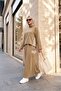 Combed Cotton Suit with Elastic Waistband and Stripe Detail - Mink