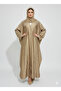 Champagne Gold Farasha Abaya | Rizqé Luxury Silk-Finish Butterfly Wrap with Tonal Sequin Petal Embroidery