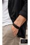 Terravio Chainlayer Black Leather Men's Bracelet - Chain and Weave Multi-Row