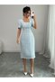 Rochie midi, albastră - XL - 6