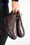 Genuine Leather Men's Boots with Laces and Zipper, Fur Lining, Winter Cold Resistant, Casual Brown - 6