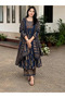 Blue Printed Ethnic Kurta Palazzo Set - ALV2291 | Blue-Size:XL-42-Inches