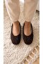 Women's Bitter Brown Sherpa Furry Bowknot Casual Ballerinas 1 cm Byndsharp01 - 2