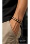 Domeric Sienna Brown Leather Men's Bracelet - Beige Braided Stripe Design