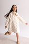 Beige Star Patterned Girl's Gabardine Dress - Poppy - 2