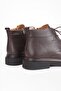 Genuine Leather Men's Boots with Laces and Zipper, Fur Lining, Winter Cold Resistant, Casual Brown - 8
