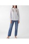 Striped Women's Shirt with Collar Embroidery Detail - 6