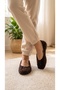 Women's Bitter Brown Sherpa Furry Bowknot Casual Ballerinas 1 cm Byndsharp01 - 4