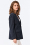 4969 Women's Velvet Textured Single Button Blazer Jacket Navy Blue - 3