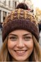 Women's Patterned Pompom Knitted Winter Beanie - 5