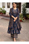 Blue Printed Ethnic Kurta Palazzo Set - ALV2291 | Blue-Size:XL-42-Inches - 3