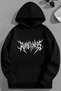 Unisex 3 Thread Cotton Black Gothicruthles Print Loose Fit Sweatshirt Hoodie