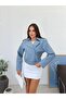 Denim Look Short Belted Jacket - 5