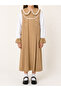Brown Plaid Apron with Double Collar and Ruffled Sleeves