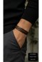Pellino Chestline Brown Leather Men's Bracelet - Three-Row Weave Detail