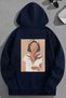 Unisex 3 Thread Cotton Navy Blue Imaginary Figure Print Loose Fit Sweatshirt Hoodie