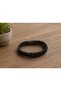 Corlavo Blackweave Black Leather Men's Bracelet - Double Row Thick Weave Design - 3