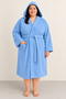 Blue Colored Mega King Size Unisex Cotton Hooded Luxury Bathrobe (5Xl-6Xl-7Xl Sizes) - 4