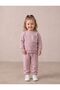 Simit Collar Pocket Detailed Floral Printed Sweatshirt/Elastic Cuffed Sweatpants 3 Threaded Drawstring Set
