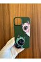 iPhone 13/14 Cat Printed Velvet Inside Launch Silicone Phone Case (Khaki Case) - 3