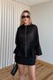 Black Stone Transparent Jacket with Hood and Zipper - 9755 - 4