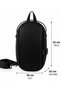 Black Biker Cross Shoulder and Waist Bag Hard Shell Design with Double Direction Strap - 3