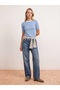 10779 Crew Neck Short Sleeve Knitwear Blouse-A.Indigo m - 5