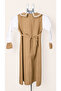 Brown Plaid Apron with Double Collar and Ruffled Sleeves - 2