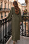 Pearl Embroidered Ribbed Knitwear Dress K3068 Khaki - 4