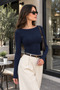 Women's Boat Neck Long Sleeve Cotton Lycra T-Shirt