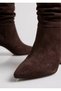 Women's Drawstring Pointed Toe Heeled Boots - 3