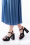 Zri̇n-105 Premium Black Cross-Strapped Women's Sandals with 12 cm Thick Heels
